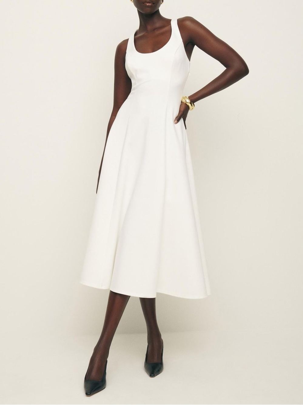 REFORMATION Mikol Knit Dress White - Size M NWT